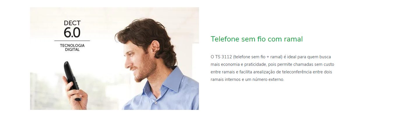 Telefone Sem Fio Intelbras TS 3112 + 1 Ramal Preto